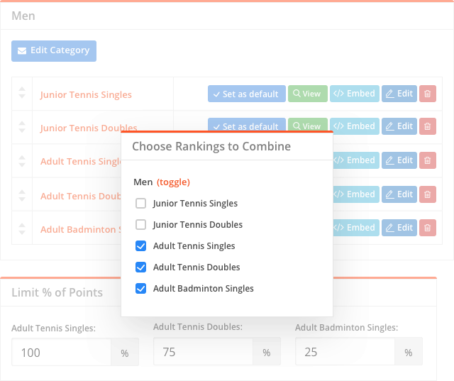 sportyHQ Create finely tuned ranking lists